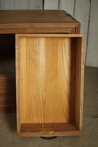 古いガラス戸棚×木製小引き出し3杯　食器棚　昭和レトロ　タンス　古家具　古民家