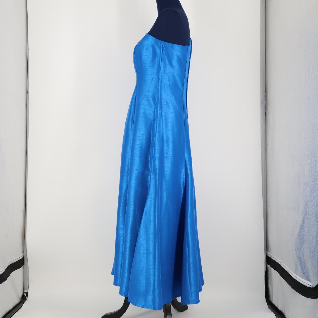 【日本製 フラダンス衣装】ブルー Paondor ワンピース ドレス 光沢 青