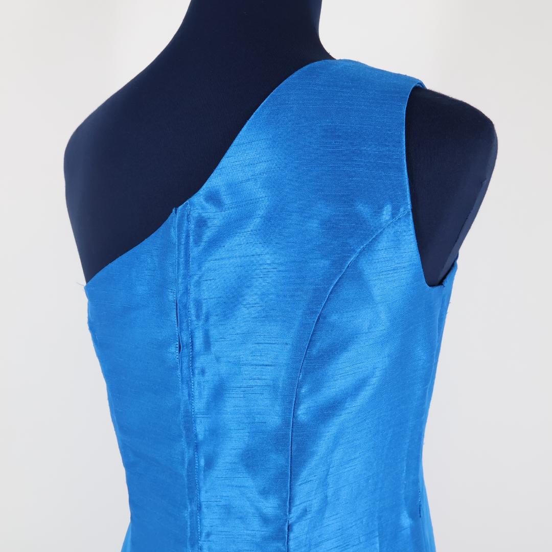 【日本製 フラダンス衣装】ブルー Paondor ワンピース ドレス 光沢 青