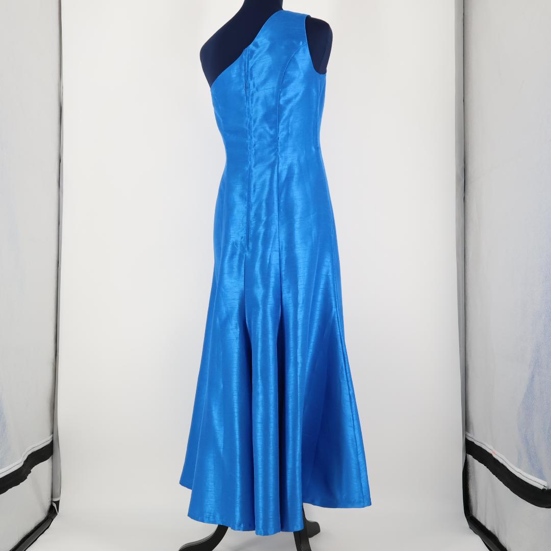 【日本製 フラダンス衣装】ブルー Paondor ワンピース ドレス 光沢 青