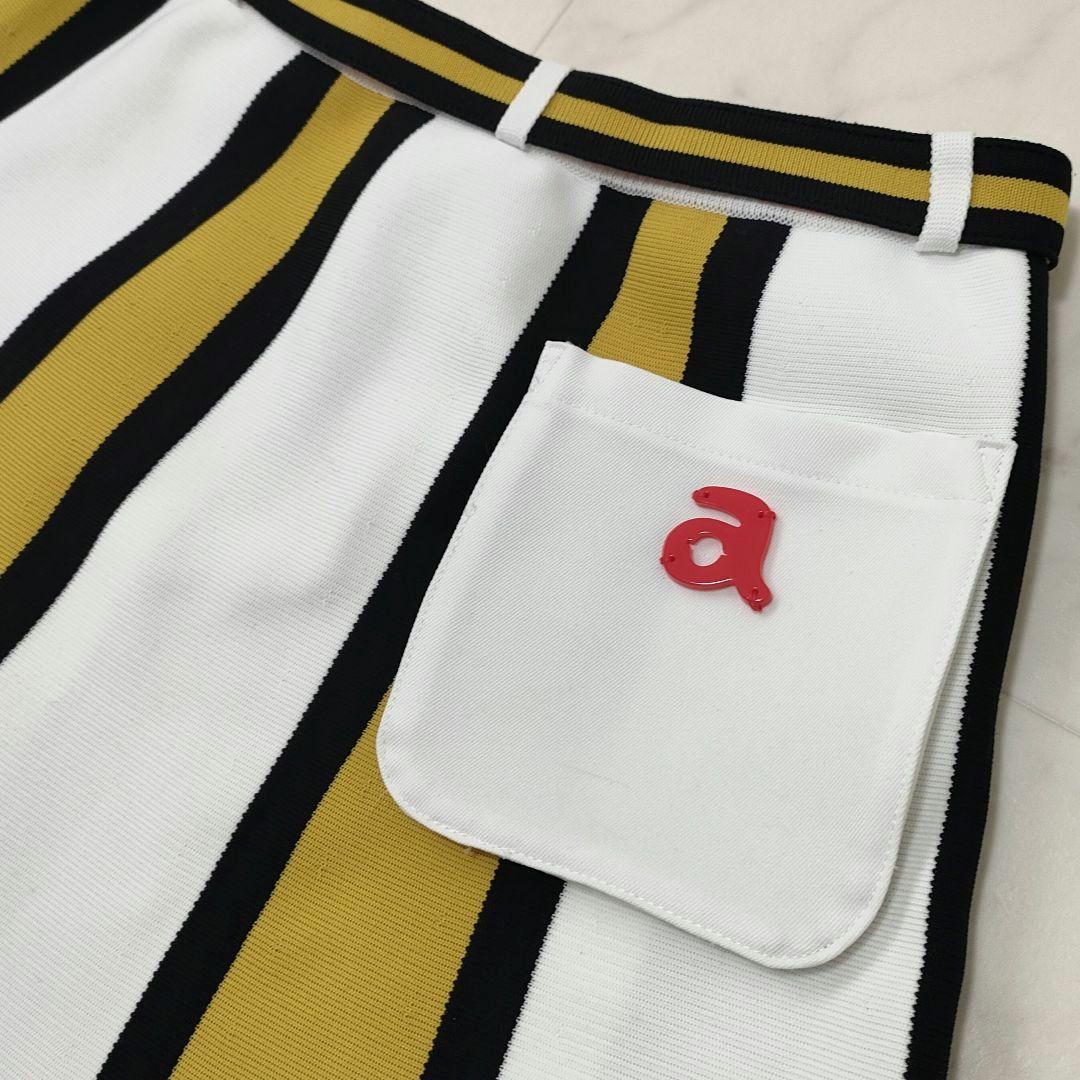 アルチビオ　ニット　スカート　ストライプ　ポケット脱着　ベルト付き　サイズ36