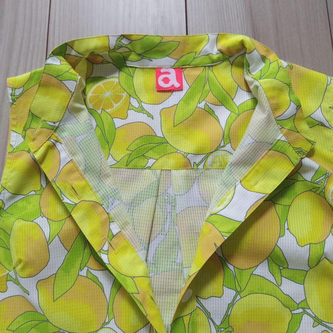 ☆ARCHIVIO✩イエローノースリーブワンピース レモン柄/果実柄M