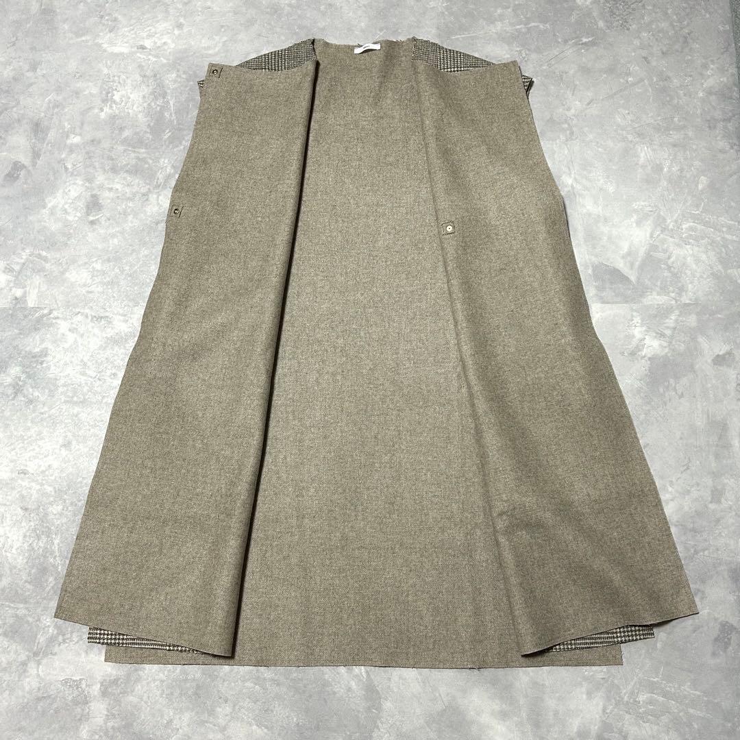 yori ヨリ チェック ロング ジレ ベスト シルク混