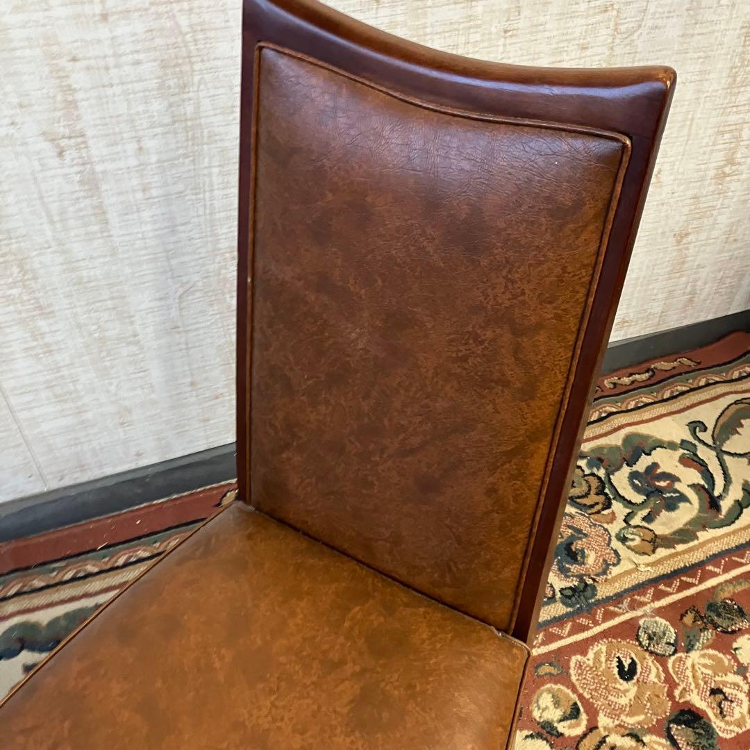 ⑤北欧レトロ マルニ木工 木製椅子 鋲打ちダイニングチェア ロビーチェア 古家具