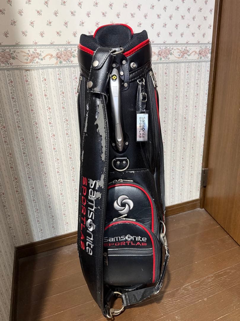 サムソナイト　キャディバッグ キャスター付 ブラック ゴルフバッグ キャリー付
