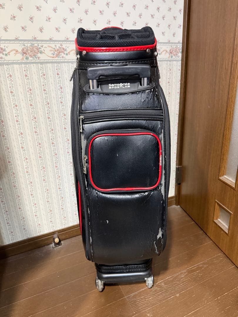 サムソナイト　キャディバッグ キャスター付 ブラック ゴルフバッグ キャリー付