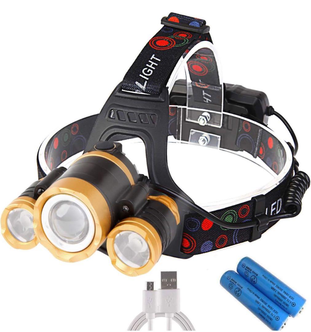 ヘッドライト LED ヘッドランプ USB 充電式 センサー機能付き120°調整