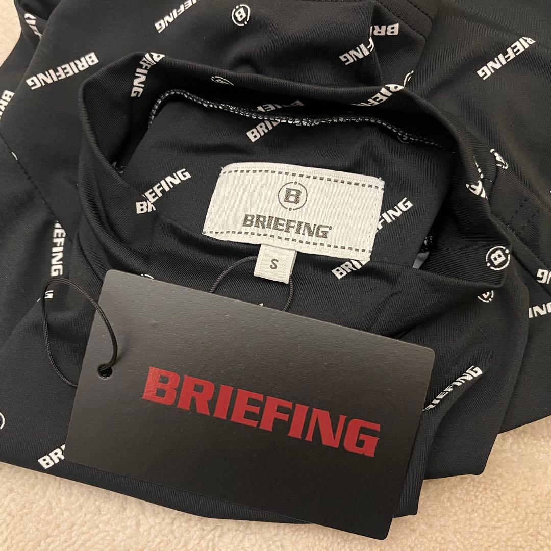 新品★BRIEFING レディースM 黒 ロゴモノグラムハイネックシャツ 半袖
