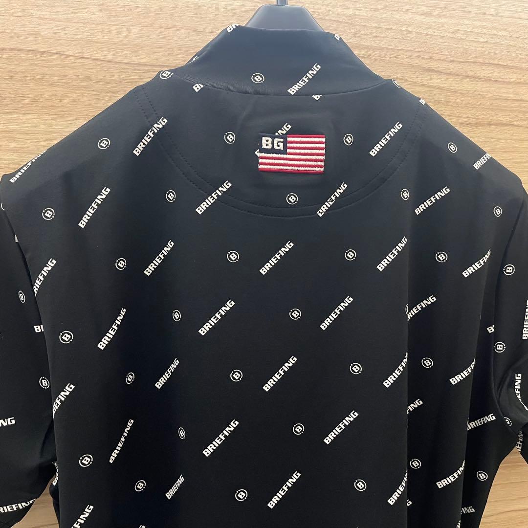 新品★BRIEFING レディースM 黒 ロゴモノグラムハイネックシャツ 半袖