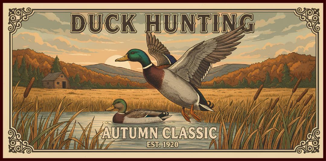 ハンティング 鴨 カモ アウトドア ビンテージ風 看板 置物 雑貨 ライトBOX