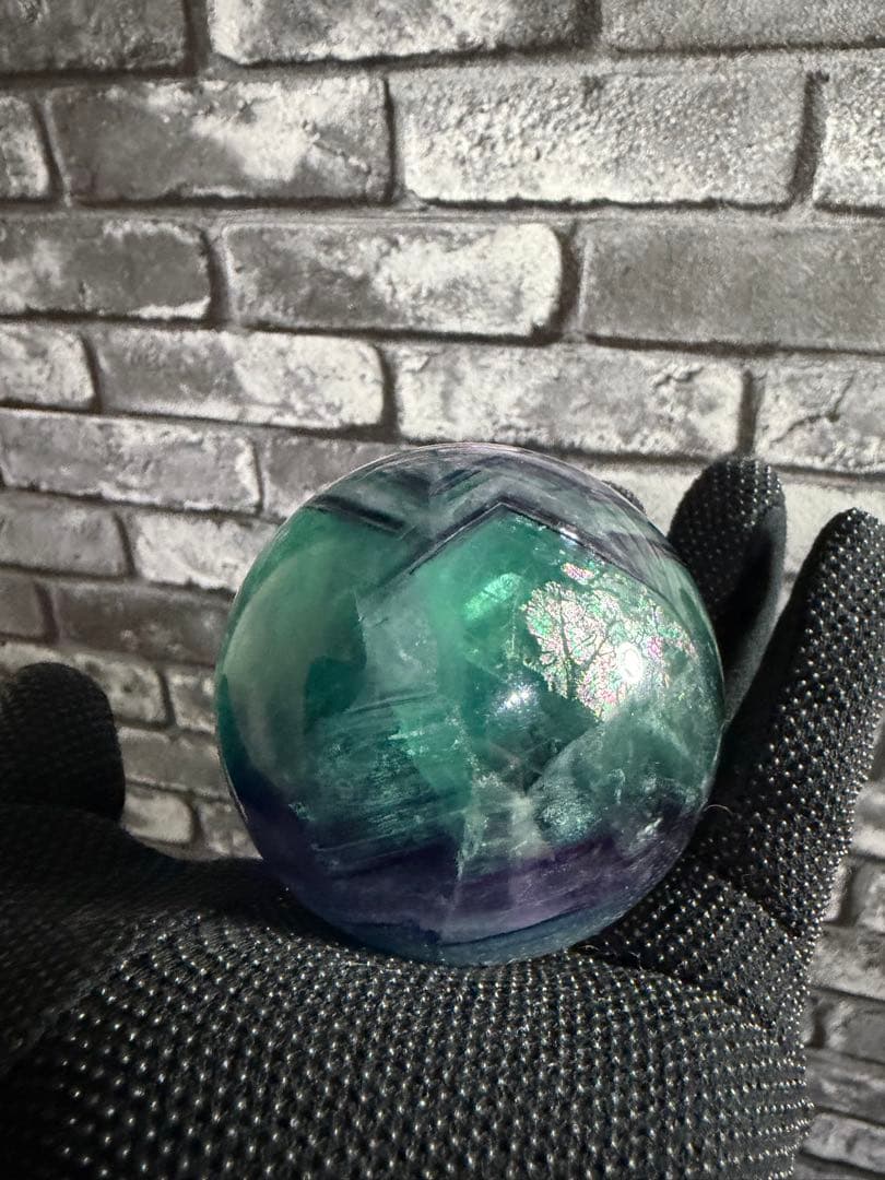 【週替わりSALE】フローライト スフィア 虹あり クリアケース入り