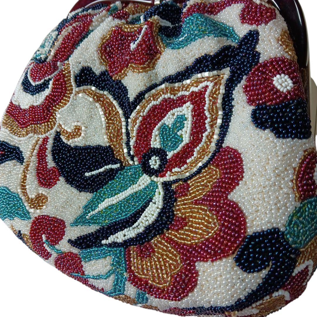 [はしもと]ビーズハンドバッグ　総ビーズ　皇室御用達　希少　手刺し