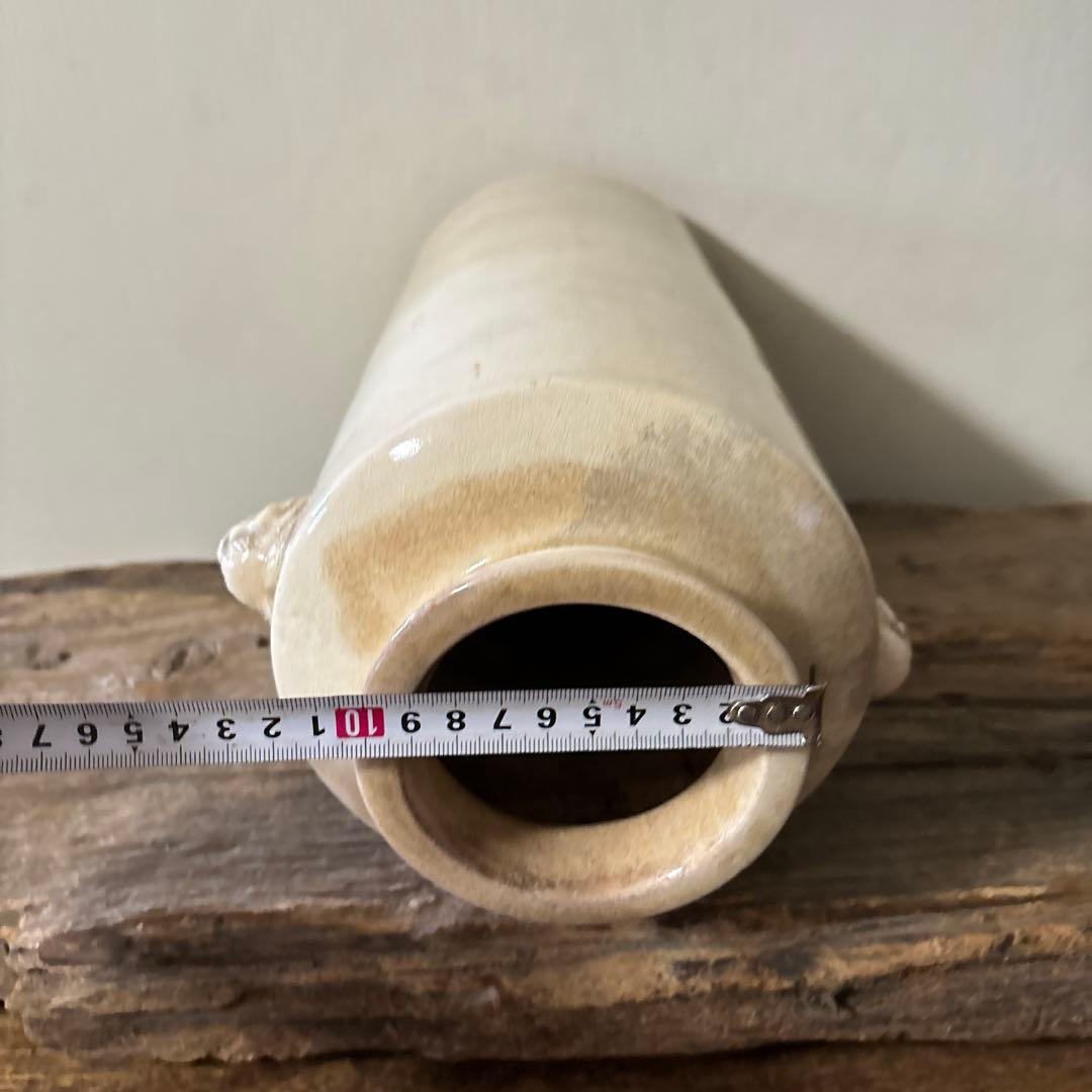 白釉　花入　花器　骨董　アンティーク　ガーデニング　古道具　民芸　検;白磁 李朝