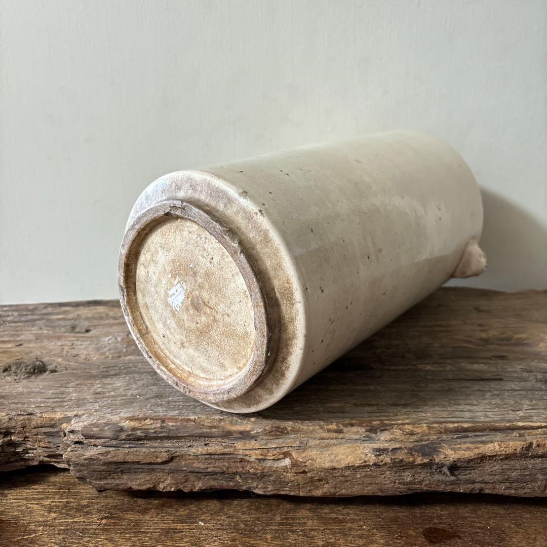 白釉　花入　花器　骨董　アンティーク　ガーデニング　古道具　民芸　検;白磁 李朝