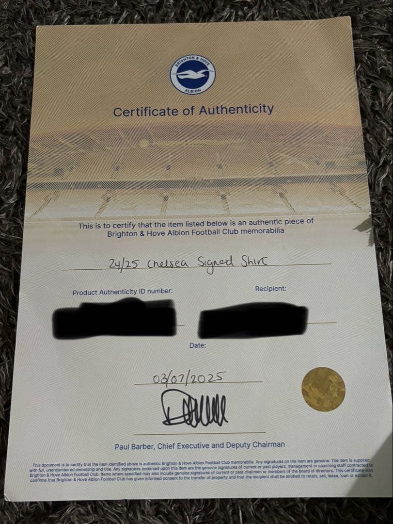 発行証明書あり　チェルシー 2024/25 サイン入りユニフォーム
