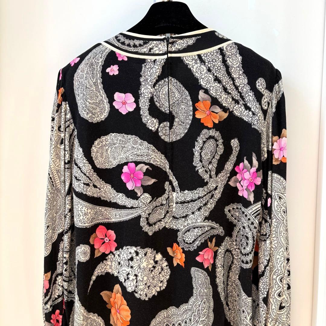 美品✨LEONARD レオナール　シルクウールロングワンピース　ペイズリー花柄L