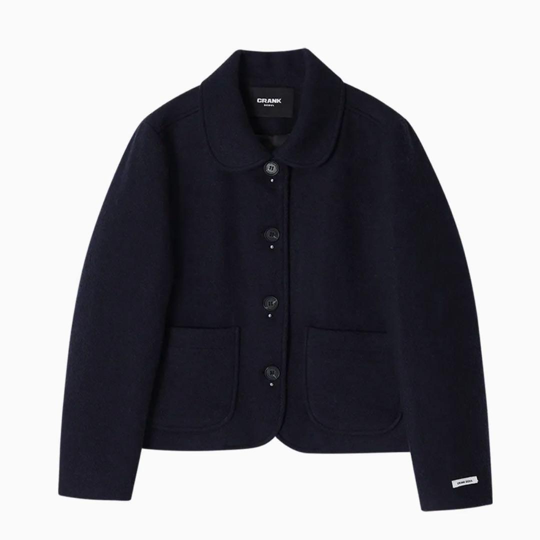 CRANK スタッドウールショートコート ネイビー