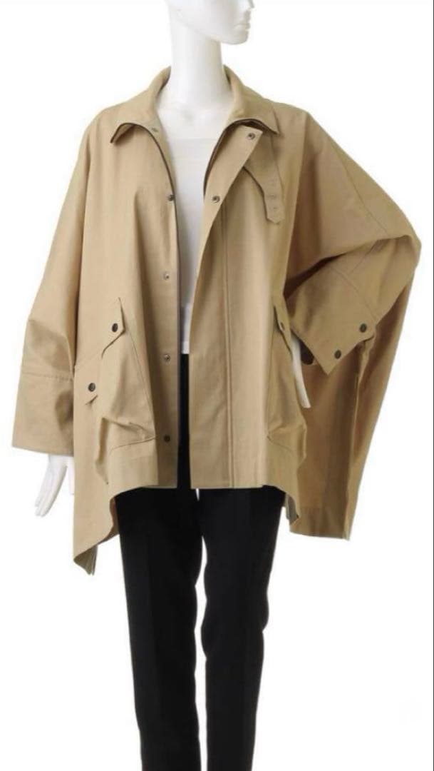 【美品】イレーヴ　ハイカウントコットンギャバジンポンチョ　サイズF ベージュ