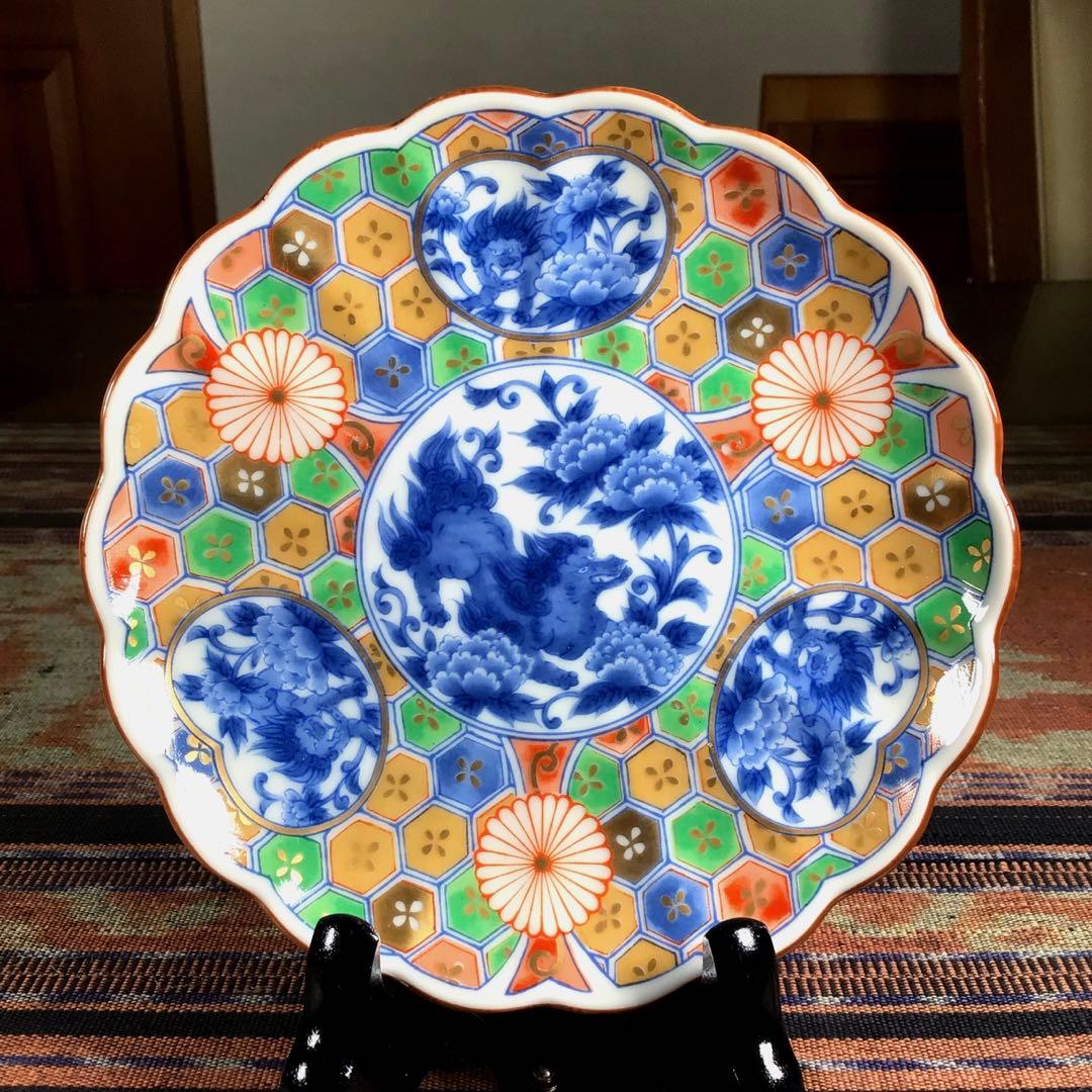 庫山窯　『金彩獅子牡丹』　小皿　5枚