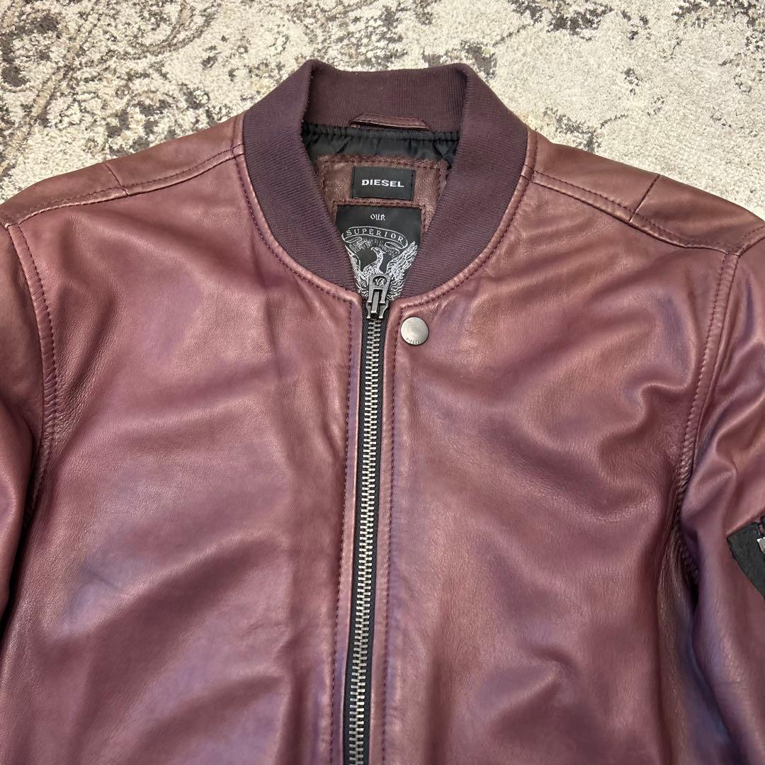 ディーゼル☆ラムレザー MA-1レザージャケットLサイズ人気サイズ　シープレザー