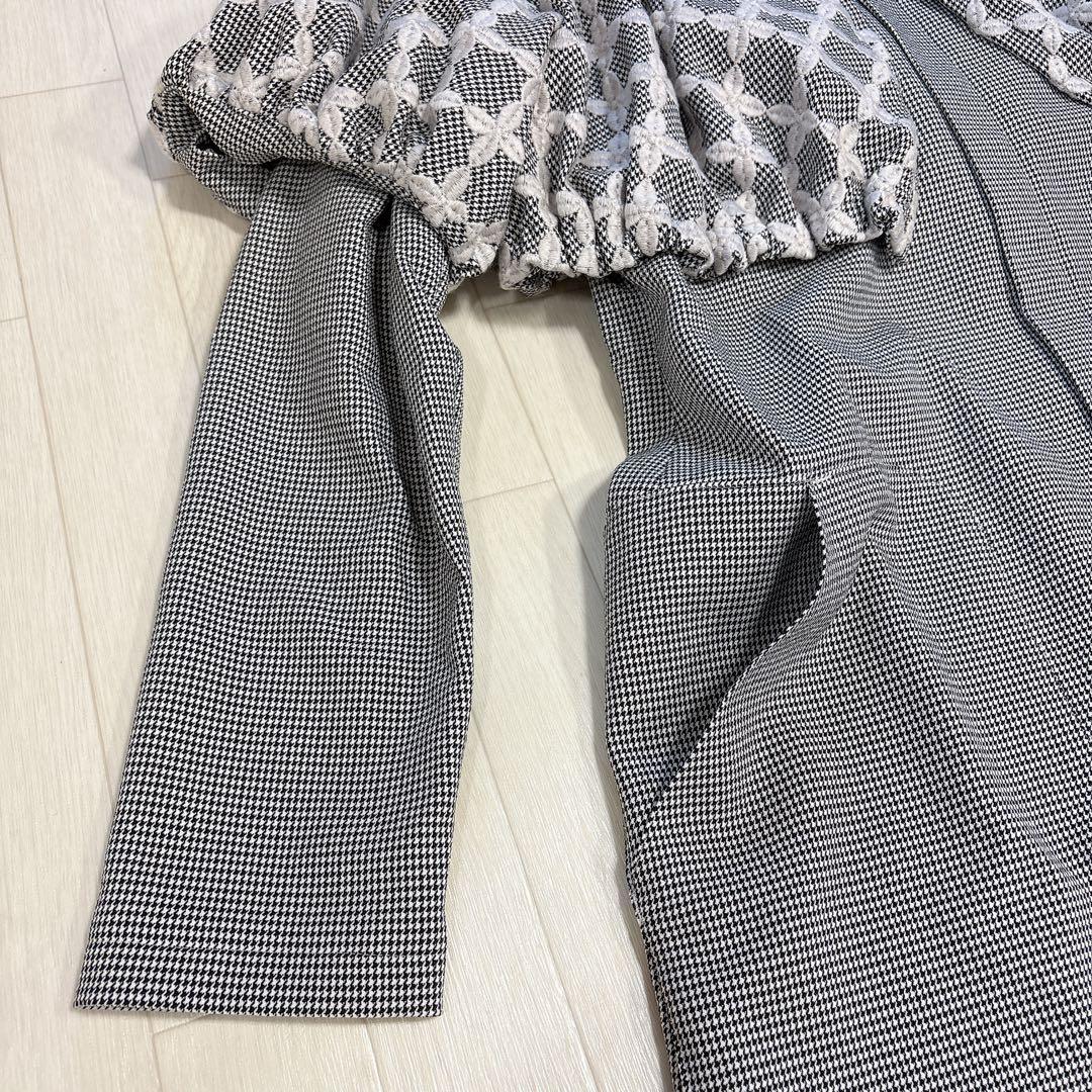 タグ付き 25AW ミントデザインズ ミックスチェックドレスコート 刺繍 千鳥