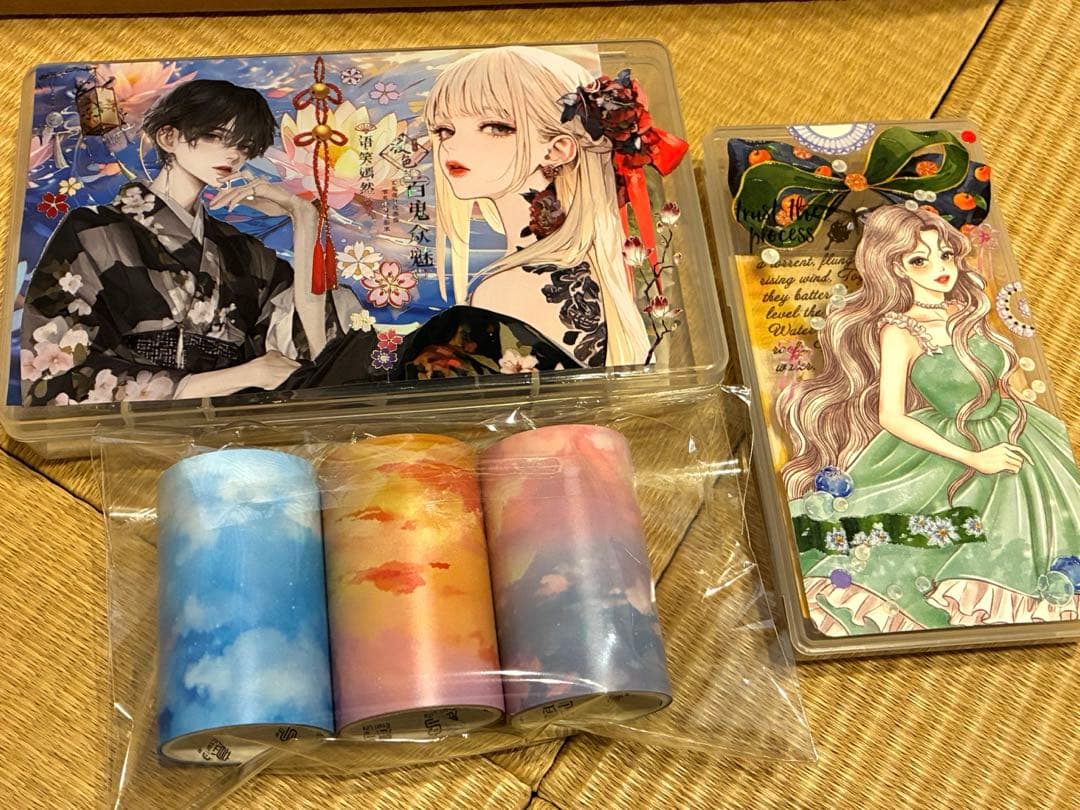 【W】コラージュ素材や雑貨など大量！紙もの ステッカー マステ ケース