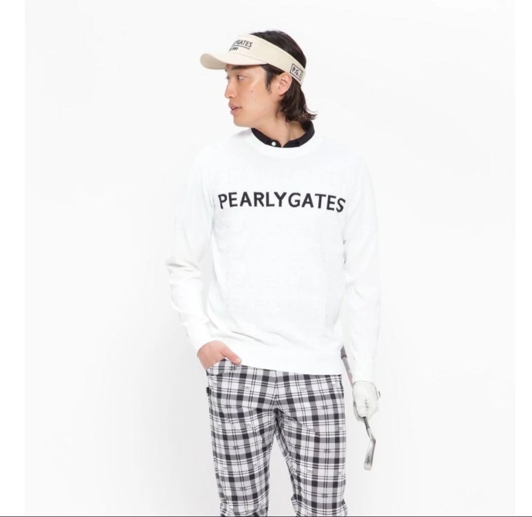 PEARLY GATES 地柄ロゴ クルーネックニットプルオーバー 7薄手ニット
