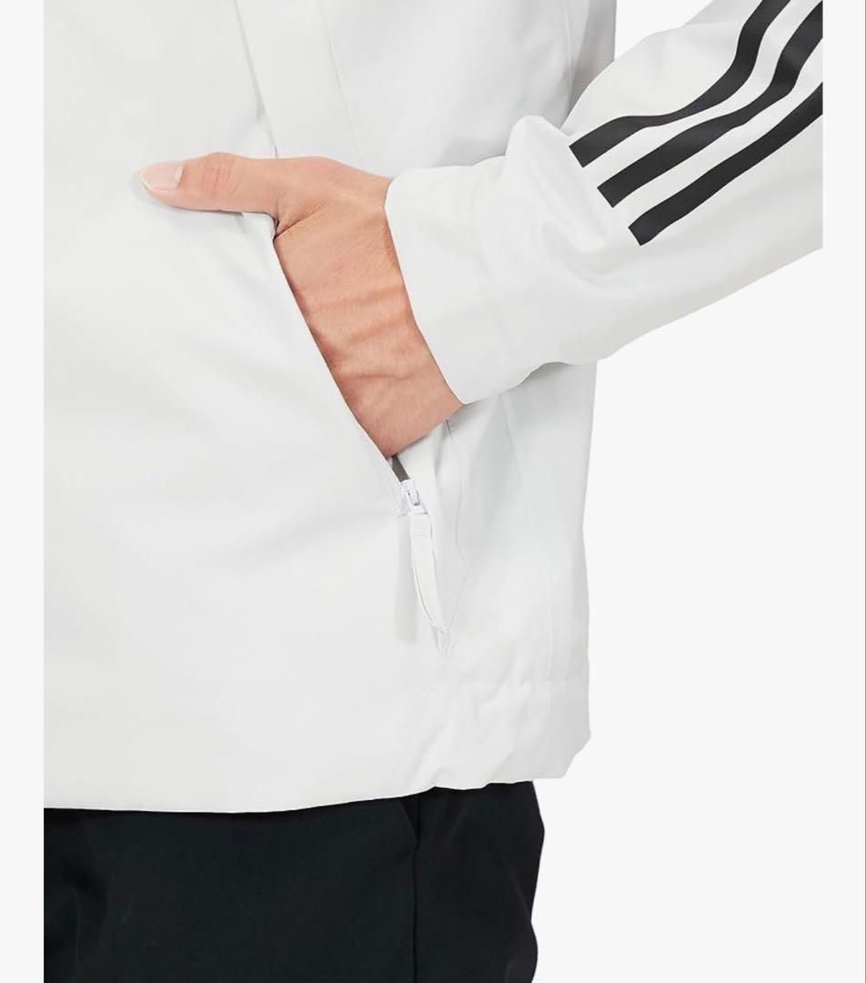 adidas フード付きホワイトレインジャケット