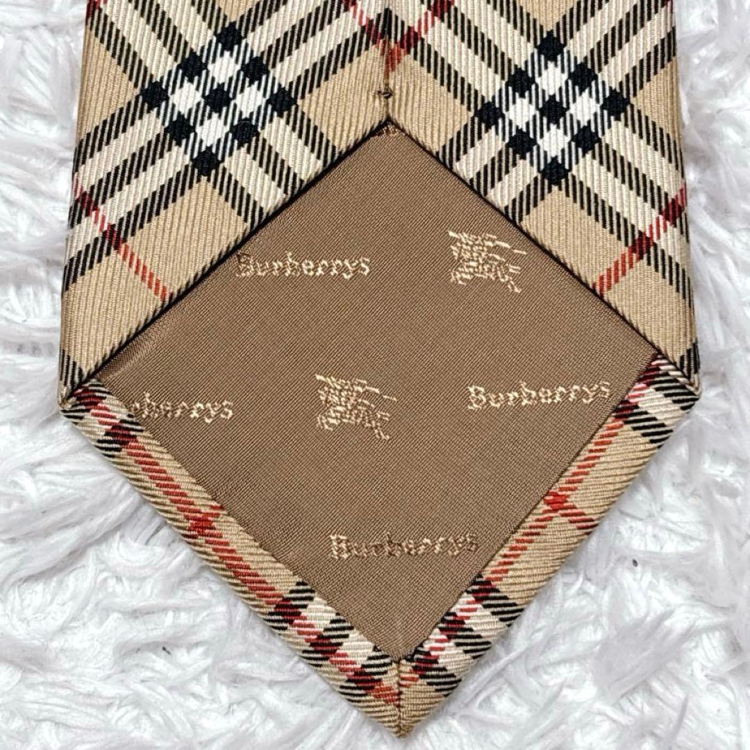 美品✨ バーバリー ネクタイ ノバチェック ベージュ シルク ホースロゴ 日本製