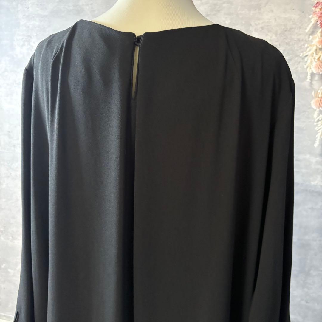 カラルス　礼服　喪服　アシメプリーツ使いロング丈ワンピース　大きいサイズ　5L