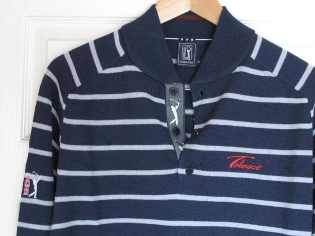 新品　PGA tour ゴルフ　ニットセーター　ボーダー　ラウンドネック