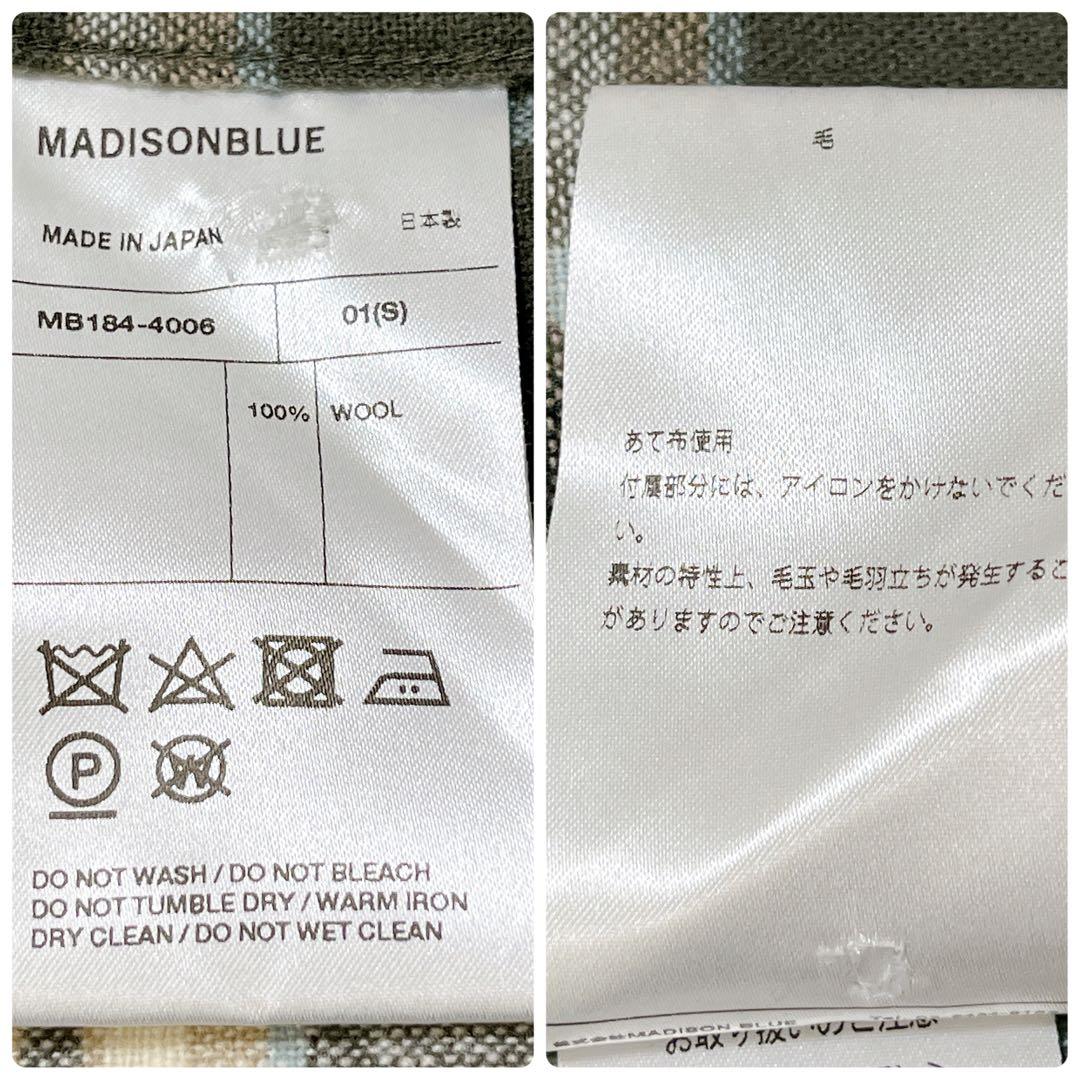 未使用級✨マディソンブルー ハンプトン ウールチェックワンピース ロゴ刺繍 01