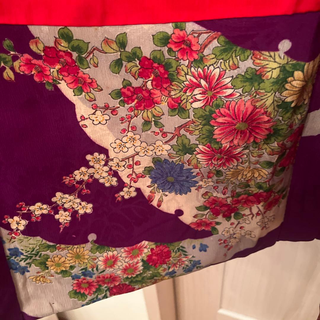 1点もの　大正ロマン　アンティーク着物　七五三　紫　花尽くし