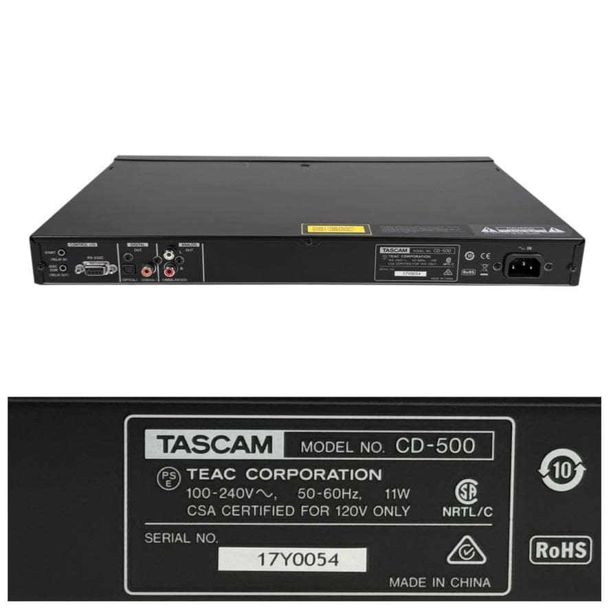 ◆動作確認済◆ TASCAM CDプレーヤー 業務用1U CD-500