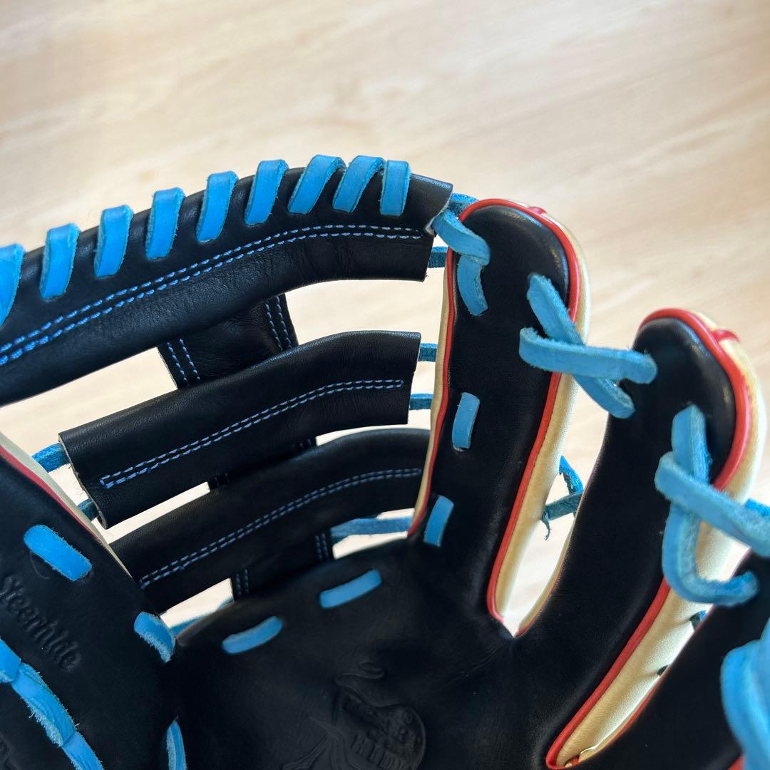 Rawlings 軟式用グローブ 黒/ベージュ/青