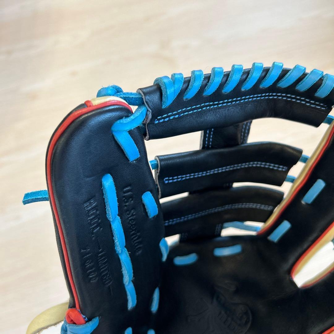 Rawlings 軟式用グローブ 黒/ベージュ/青