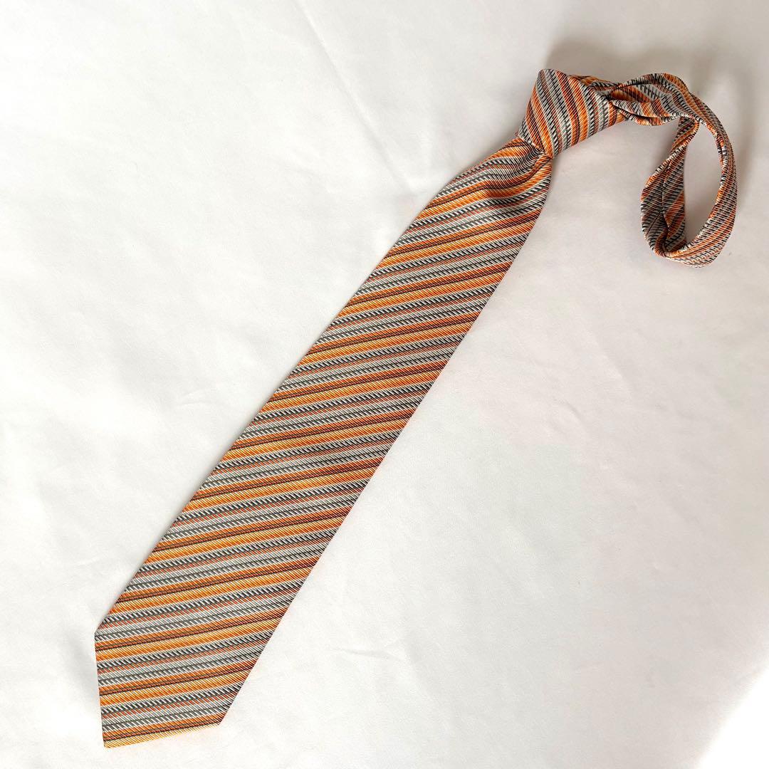 美品 HERMES エルメス ネクタイ ストライプ シルク100