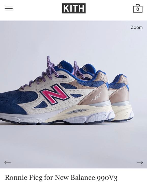 邦楽 KITH Ronnie Fieg for New Balance 990V3