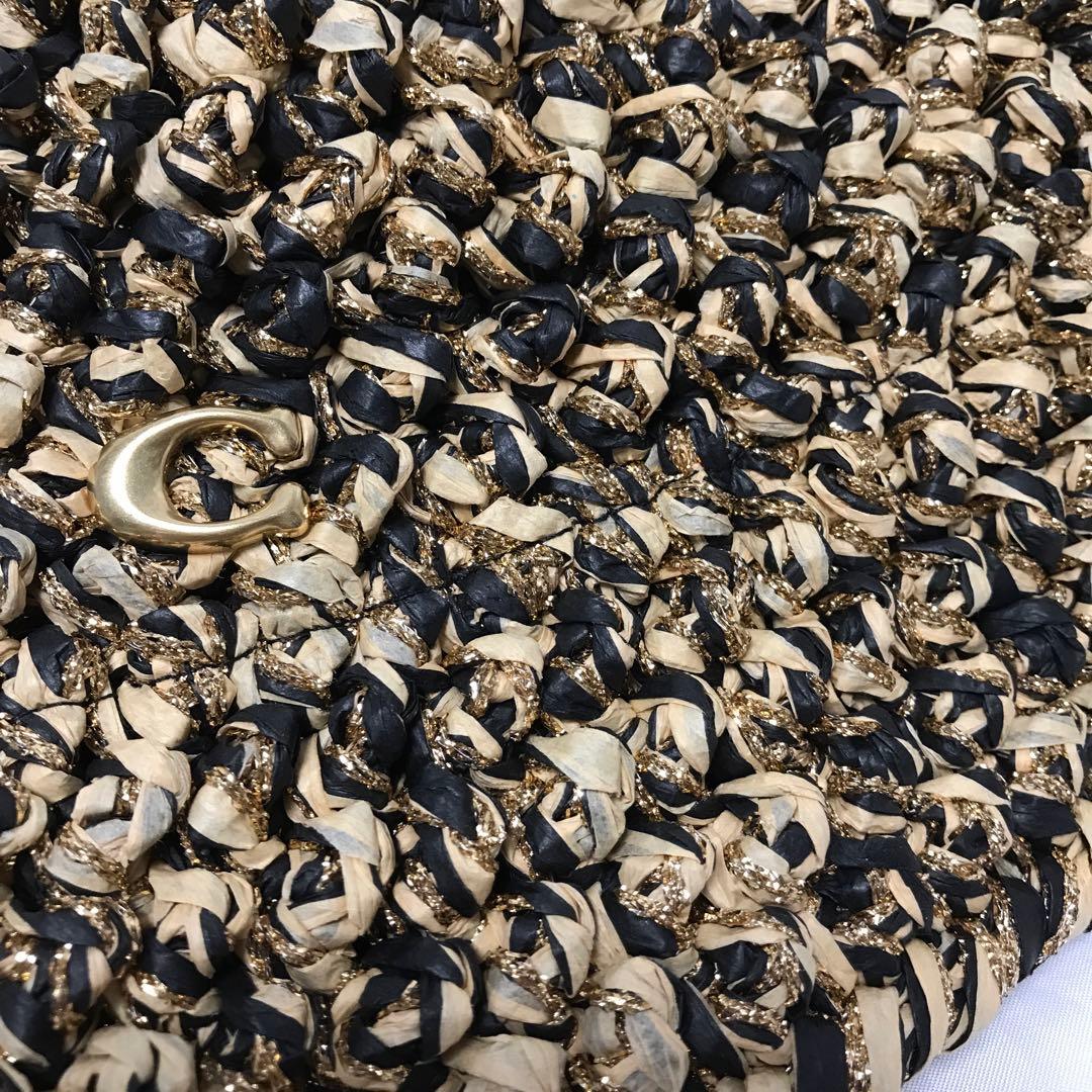 コーチ　未使用　麦わら帽子　メンズ　レディース　ベージュ×アイボリー×ゴールド