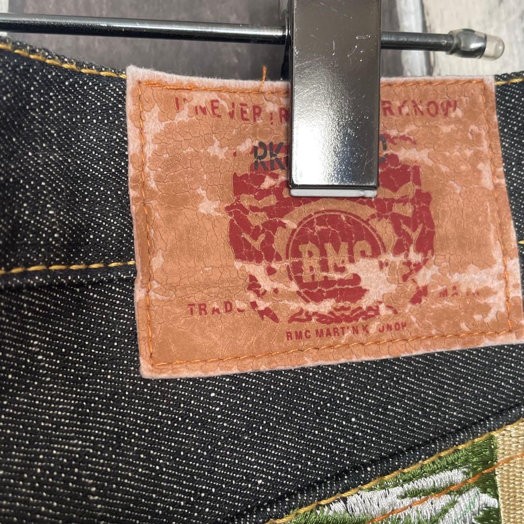 和柄刺繍　RMC　レッドモンキーカンパニー　ブラックデニムパンツ　30