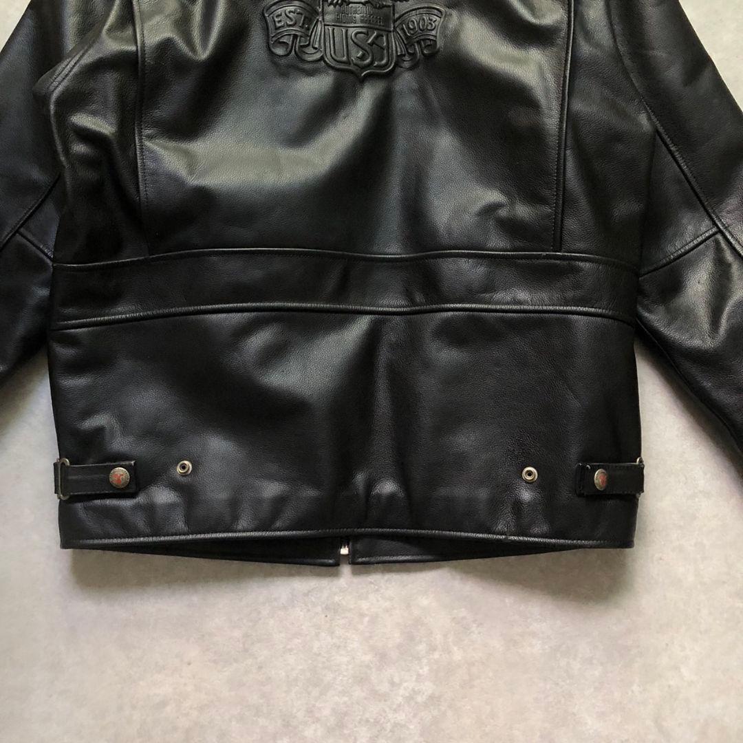 90s~00sハーレーダビッドソンイーグルロゴ牛革シングルライダースジャケット