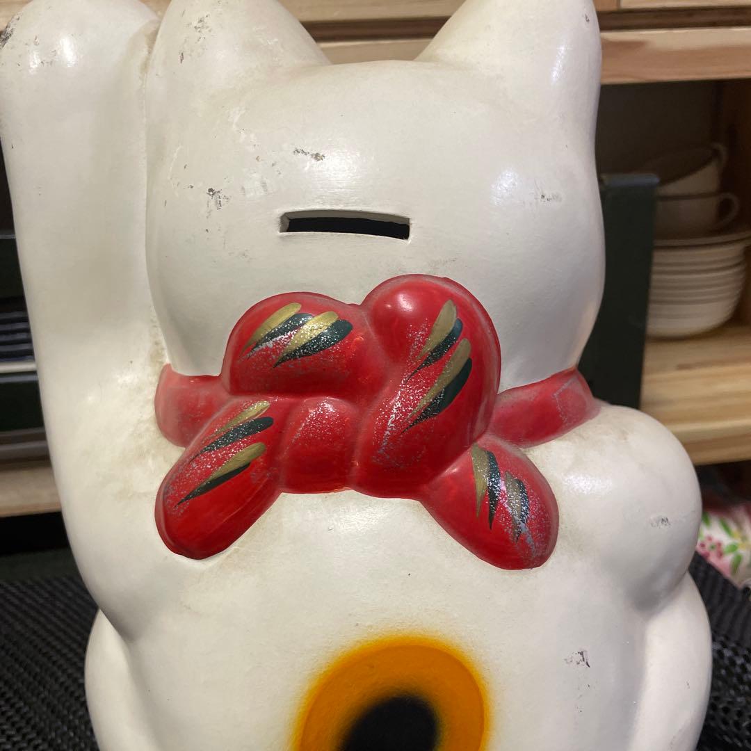 招き猫 置物 陶器製 約32cm 常滑焼招き猫　日本伝統工芸品　福　千万両