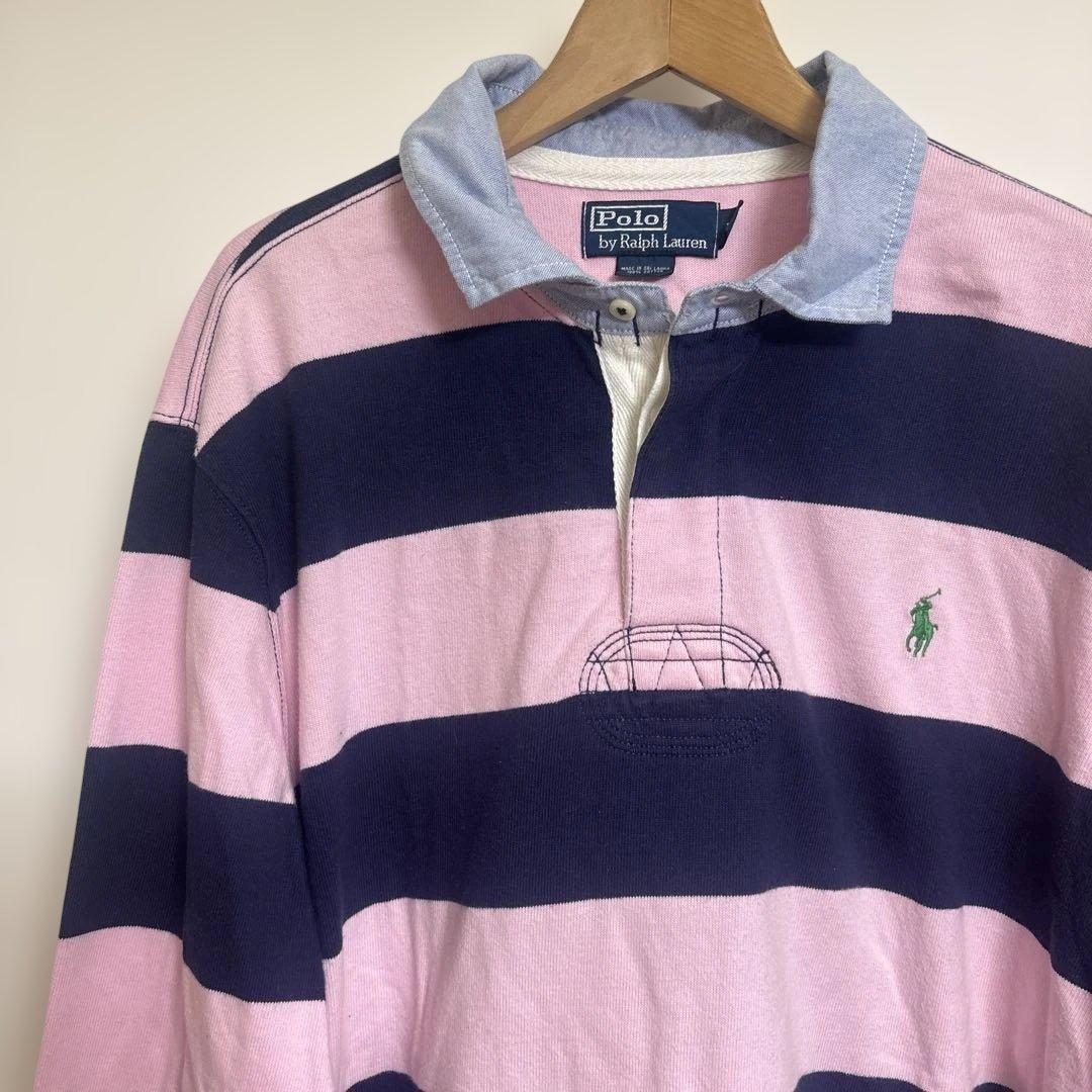 【美品】ラルフローレン ポニー刺繍 ボーダーラガーシャツ ビッグサイズ