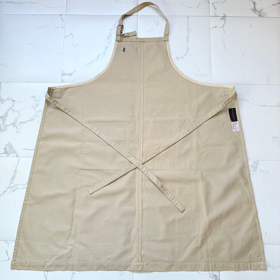 ラルフローレン エプロン ベージュ × ネイビー ポニー 刺繍 コットン チノ