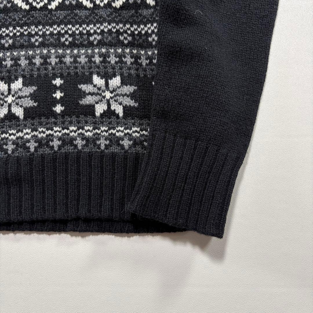 MARK&LONA Vネックニット スカル×ノルディック ウール100% L