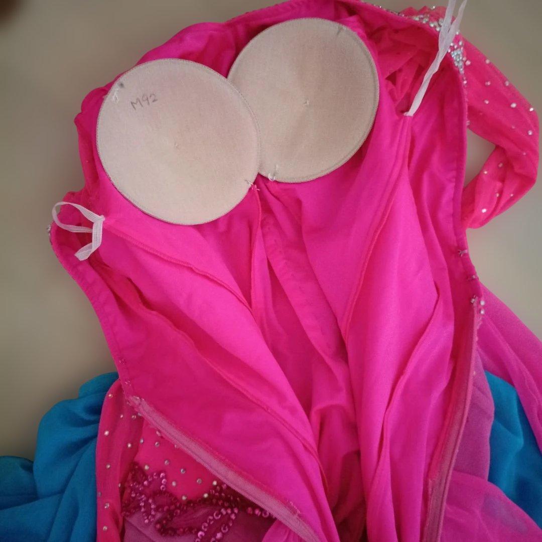 社交ダンスデモ用ドレス ピンク グラデーションS