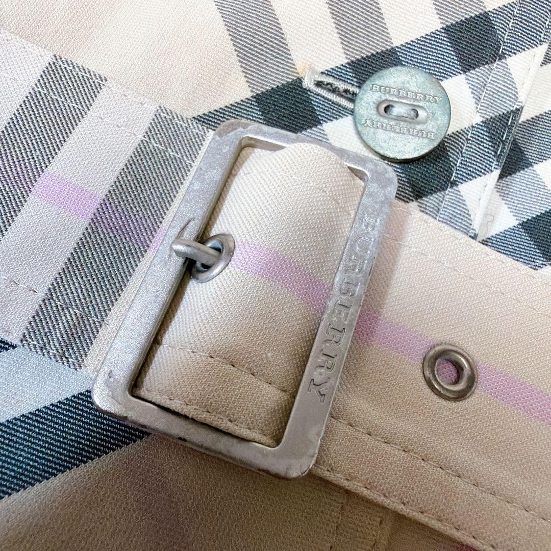 バーバリーロンドン ノースリーブシャツワンピース ベルト ノバチェック総柄 38