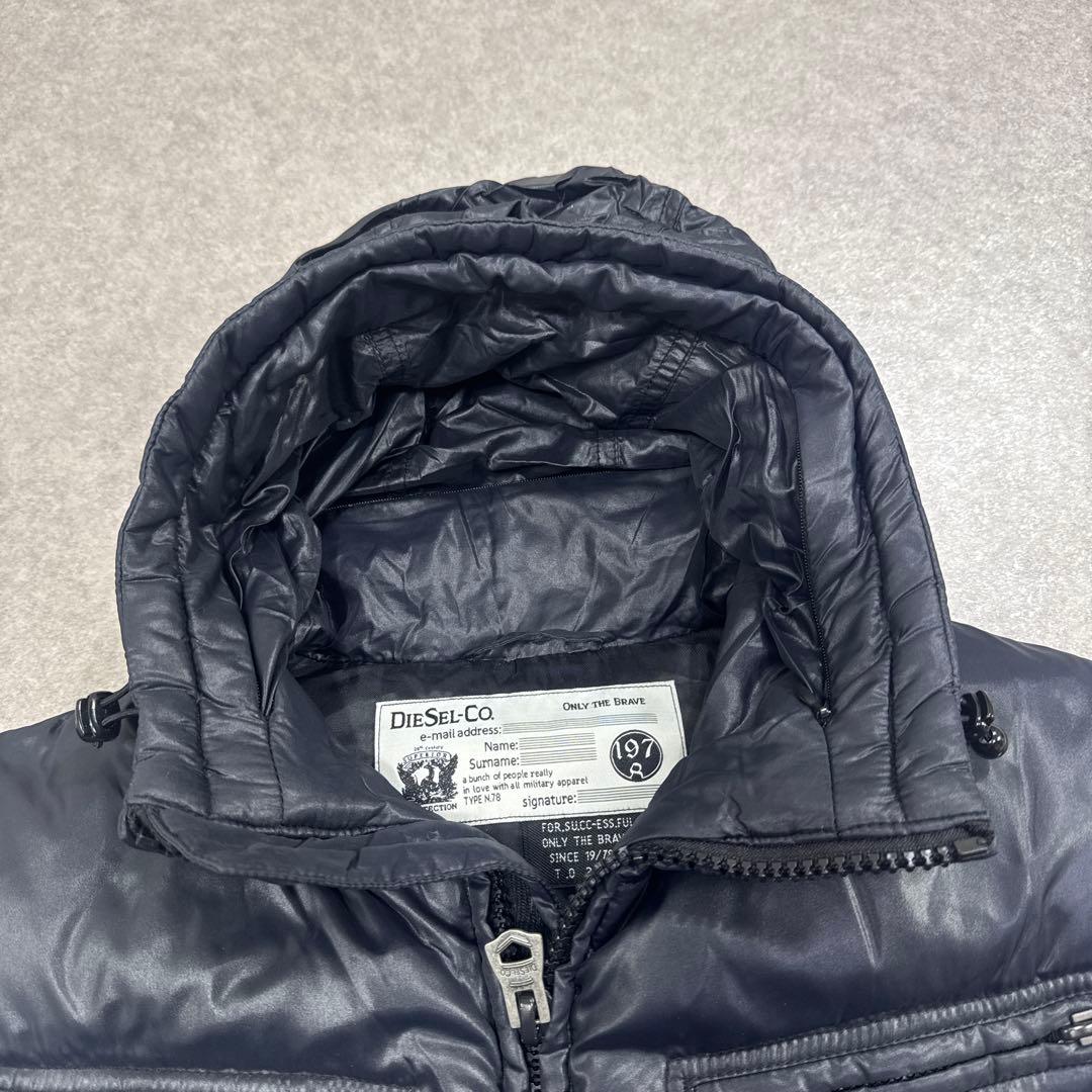DIESEL ディーゼル ダウンベスト フルジップ ドローコード ブラック M
