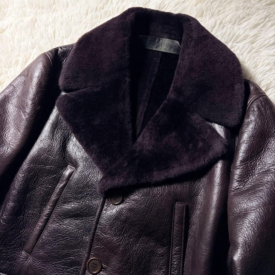 美品■FENDI ムートンコート　羊革　ブラウン　46