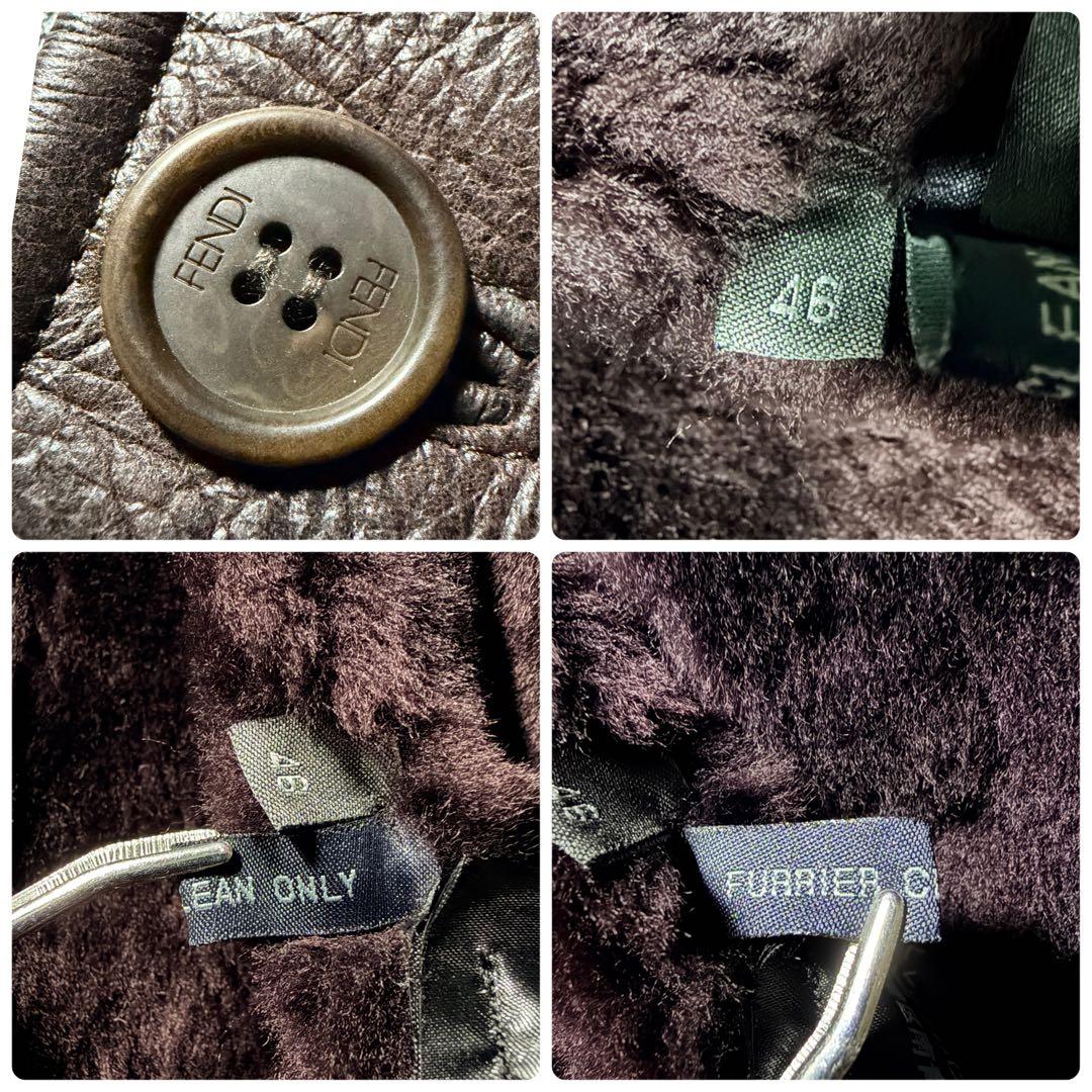 美品■FENDI ムートンコート　羊革　ブラウン　46